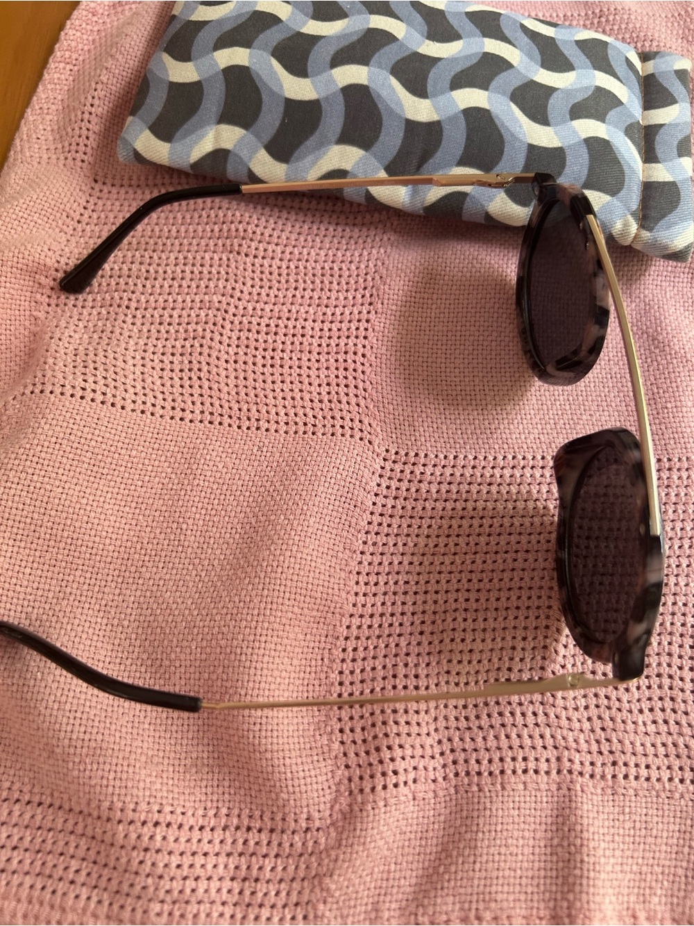 Women’s Sunglasses — Purple Tortoiseshell Frames with Gold Temples